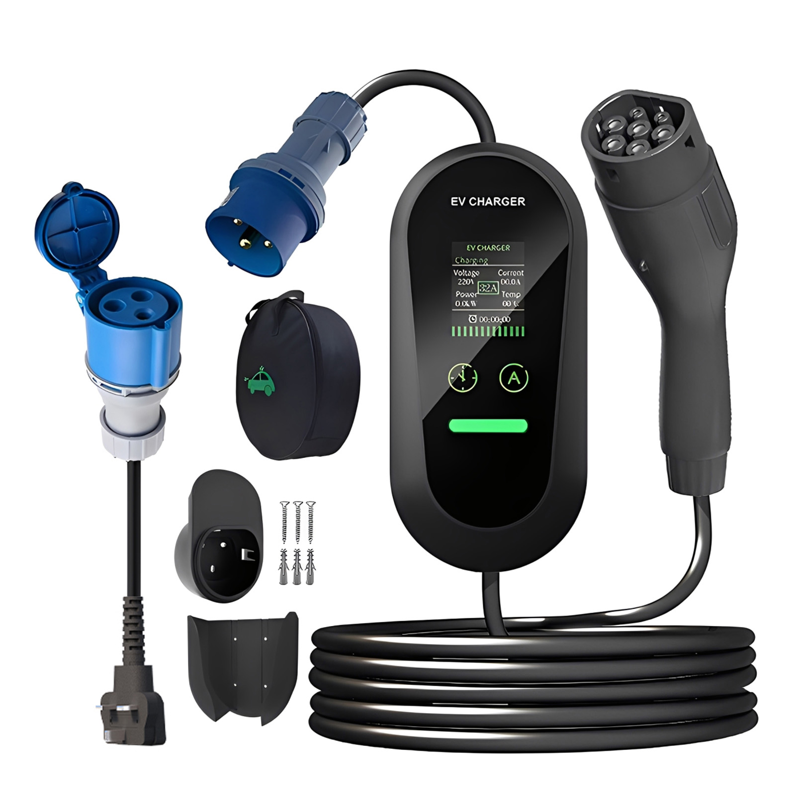 Portable Ev Charger 32A Type 2 Cee Plug - Type2ポータブルEV充電器 7KW 32A 5M 3ピン 車載充電器