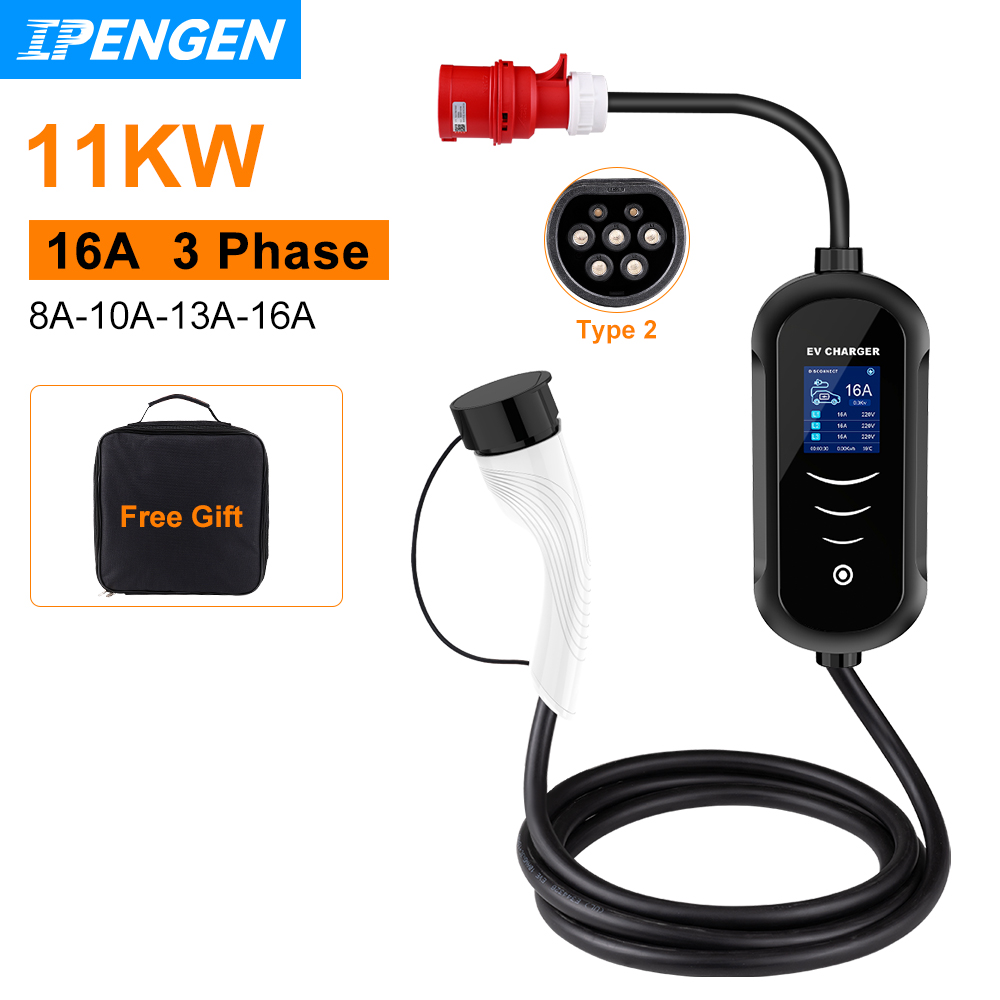 Ipengen-ポータブル電気自動車充電器,充電ボックス,C - Portable Ev Charger 32A Type 2 Cee Plug のレビューと価格