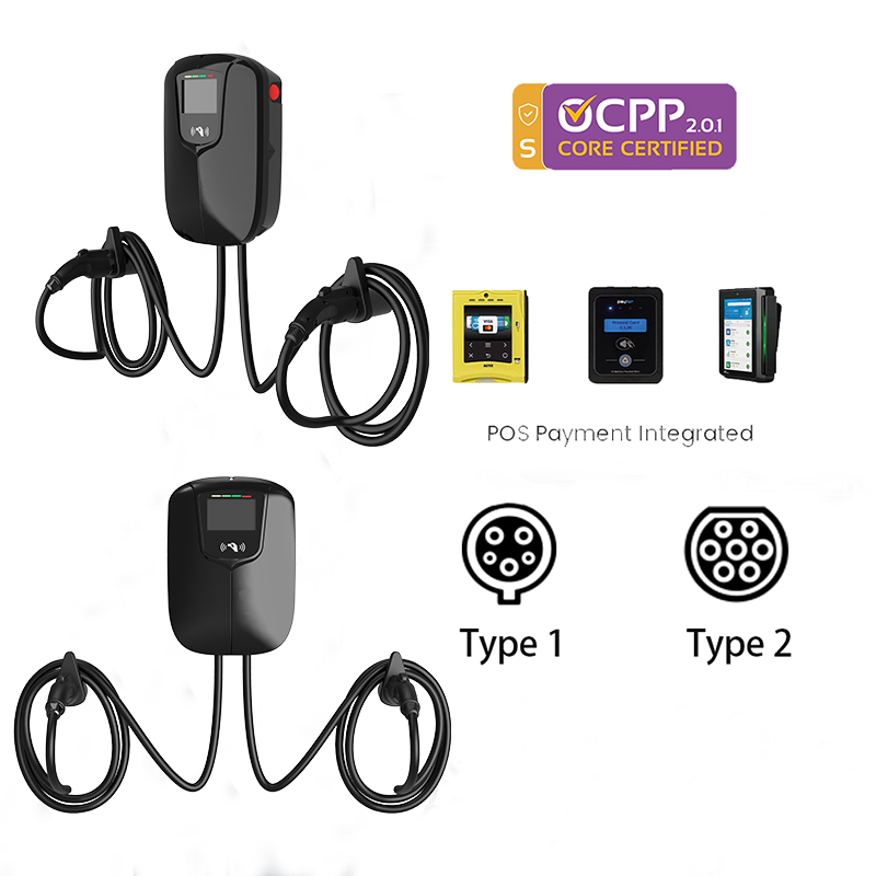 商用デュアルガンAC EV充電ステーション 7kW 11kW - 22Kw Wallbox Type 2 Ocpp Rfid のレビューと価格